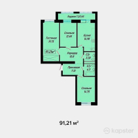 ЖК Yasin — 3-ком 91.2 м² (от 29,187,200 тг)