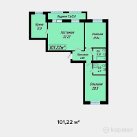 ЖК Yasin — 3-ком 101.2 м² (от 32,390,400 тг)