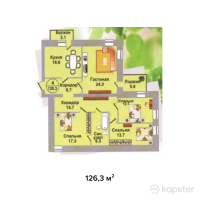 ЖК Даулеткерей — 4-ком 126.3 м² (от 44,205,000 тг)