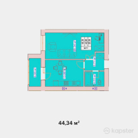 ЖК Вена — 1-ком 44.3 м² (от 22,170,000 тг)