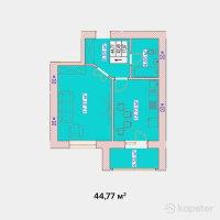 ЖК Вена — 1-ком 44.8 м² (от 22,385,000 тг)