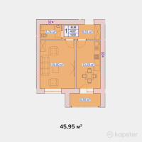 ЖК Вена — 1-ком 46 м² (от 22,995,000 тг)