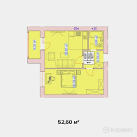 ЖК Вена — 1-ком 52.6 м² (от 26,300,000 тг)