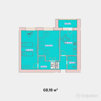 ЖК Вена — 2-ком 68.2 м² (от 34,090,000 тг)