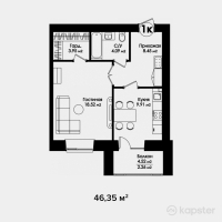 ЖК Zurich — 1-ком 46.4 м² (от 19,467,000 тг)