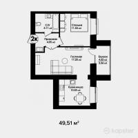 ЖК Zurich — 1-ком 49.5 м² (от 20,794,200 тг)